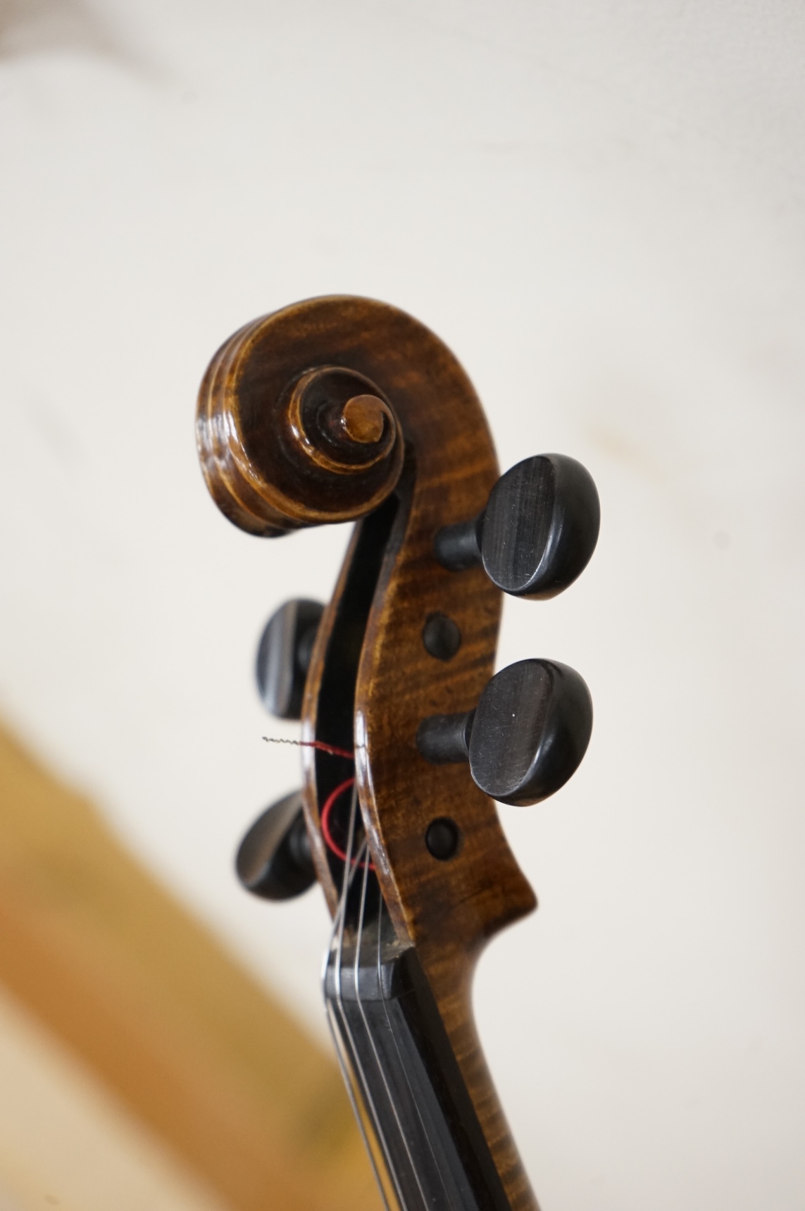 A late 19th century violin, with label for J.B. Schweitzer, 7/8 size, no bow, in case